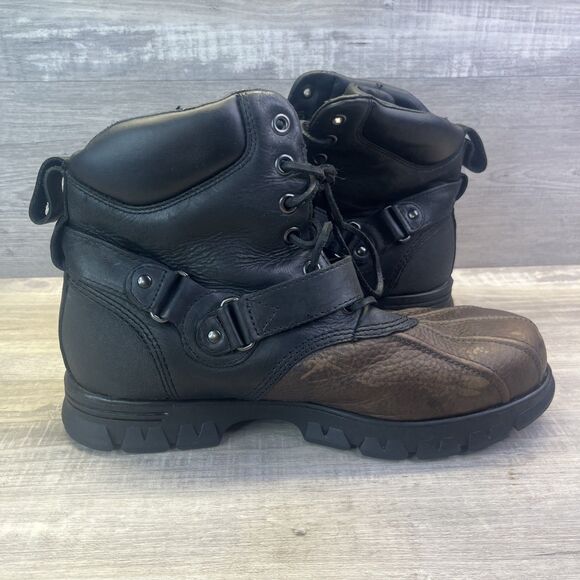 RALPH LAUREN Brown Black POLO FELTWELL Leather HIKING Utility BOOTS Size 11 - Picture 12 of 14